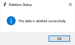 Вывод сообщения об успешном удалении данных