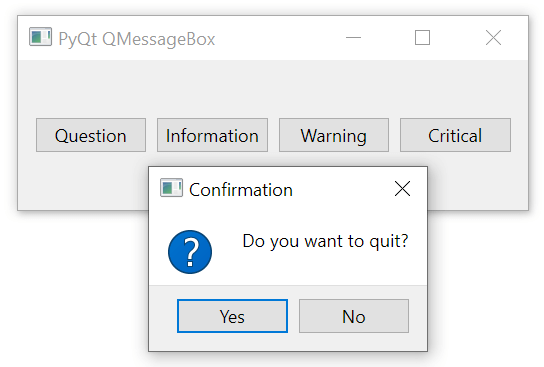 Пример PyQt QMessageBox