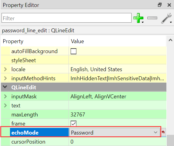 Qt Designer - Поле пароля