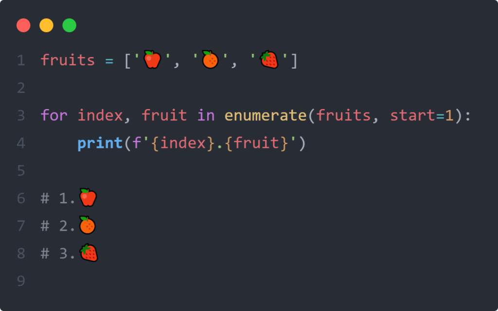 Функция enumerate() в Python - пример