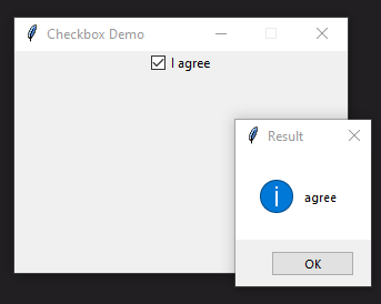 Пример виджета флажка Tkinter
