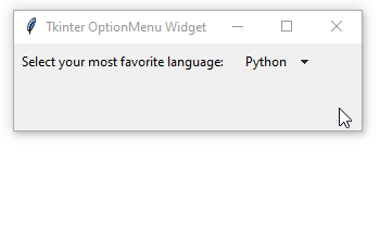 Демонстрация OptionMenu Tkinter